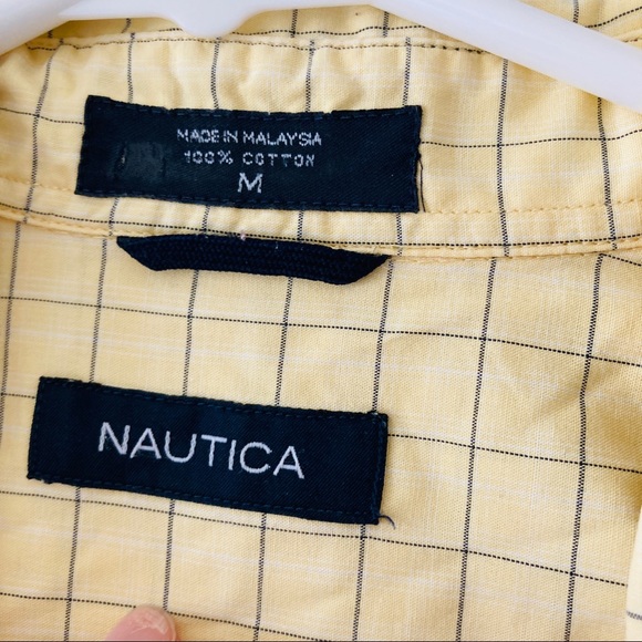 Nautica | Yellow Checked Casual Button Down - Picture 4 of 5